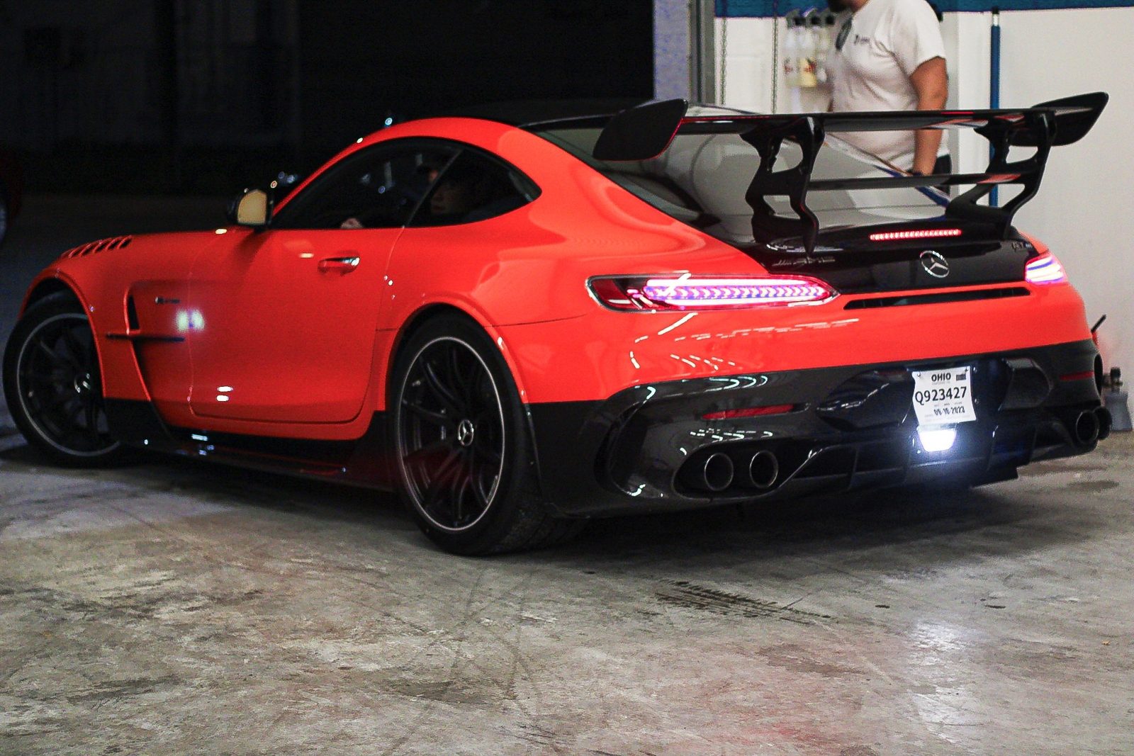 Ceramic coating gloss on a red AMG GT in Baltimore